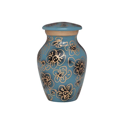 Liliane Memorials Urn Keepsake for Ashes Cremation Urn Small Metal Keepsake for Human Ashes - Affordable Mini Funeral Keepsake Urn for Ashes Handcrafted Urn - Velvet Bag (1009)