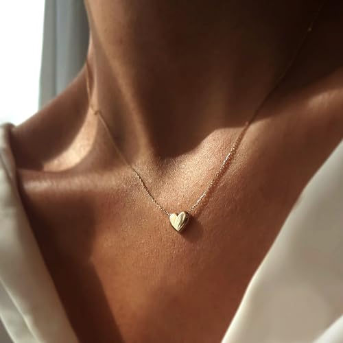 Jewelry Affairs Real Gold Puffed Heart Pendant Necklace, 18"3