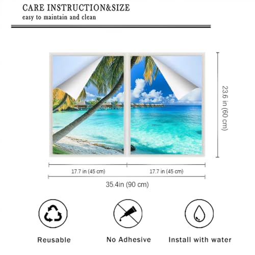 Película decorativa para ventana con diseño marino azul moderno miniatura 2