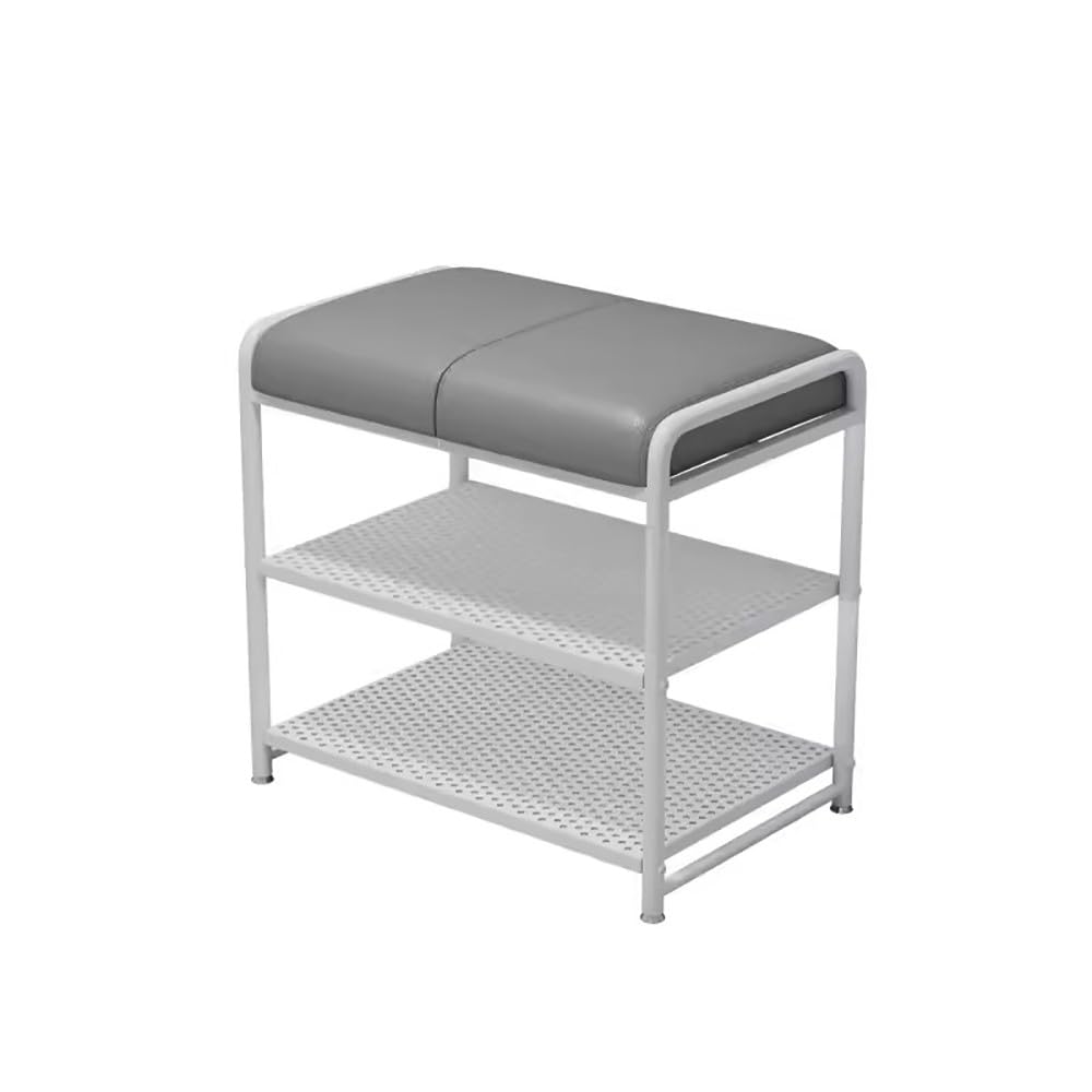 Étagère à chaussures en métal avec siège : banc de rangement 2 niveaux 50-90 cm