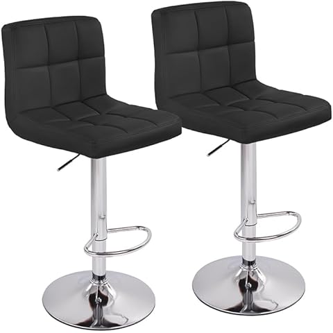 ARONY Bar Stools - Counter Chairs Adjustable Counter Height Swivel Barstools Set of 2, Square PU Leather Kitchen Counter Height Bar Stools, Kitchen Island Chairs Cover