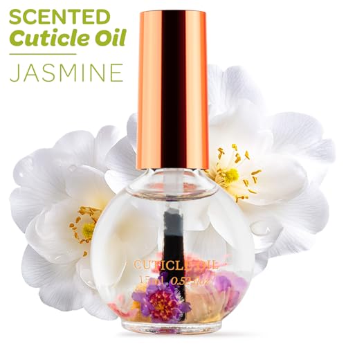 Cuticle Oil, Jasmine Scented Cuticle Nail Oil Infused with Real Flowers, Hydrates, Moisturizes, Strengthens, Repairs, Revitalizing Cuticle Oils for Nails Damage Dry Cuticle, 15ml - Image 3