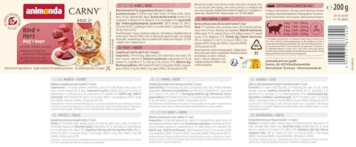 animonda Carny Adult Herzhafte Variation (12 x 200 g), Katzennassfutter für ausgewachsene Katzen, Nassfutter mit 100 % frischen, fleischlichen Zutaten, Katzenfutter ohne Getreide und Zucker