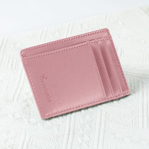 Image of Travelambo Slim Wallet Front Pocket Minimalist Leather RFID Blocking Medium Size