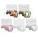 3Pairs Lightweight Minimalist Vintage Polished Teardrop Waterdrop C Shape Circle Round Cuff Acrylic Resin Hoop Earrings Colorful Thick Chunky Wide Thin Acetic Acid Earrinsg Set for Women-A brown