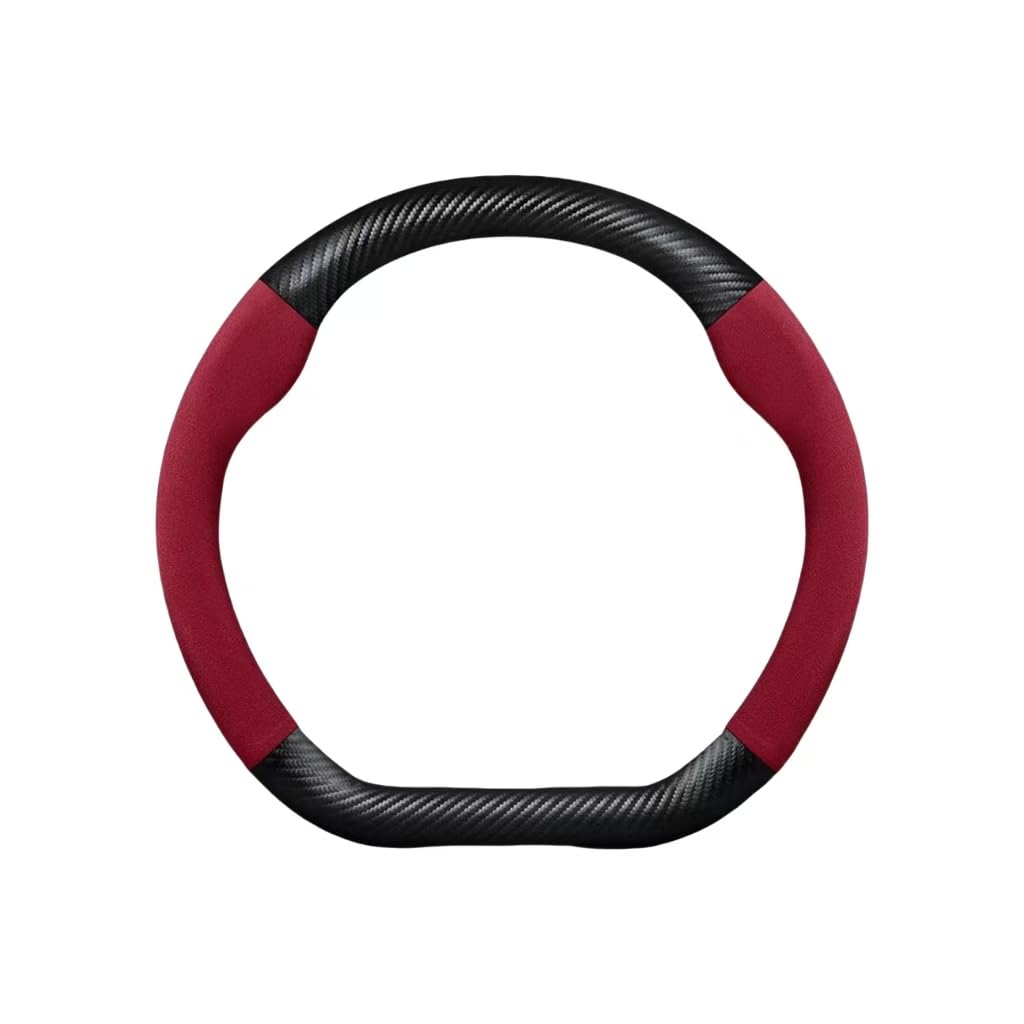 R-timer Car Steering Wheel Cover Artificial Leather for Bentley Bentayga 2016-2020, Car Wheel Covers Protector Anti-slip Breathable 37-38cm Interior Accessory,Red- Type D
