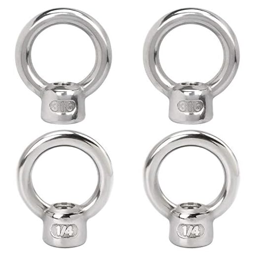 PAGOW 4 Pieces Stainless Steel 316 Lifting Eye Nut, 1/4" UNC Heavy Duty Marine Grade, Hardware Ring Shaped Eye Bolt