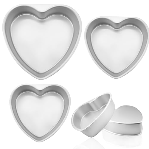 YOSMAKIY 3Pcs Heart Shaped Cake Pans（6Inch+8Inch+10Inch） Aluminum Heart-Shaped Baking Pan Fun Cake Mold Baking Tool Kitchen DIY Mold For Birthdays and Weddings