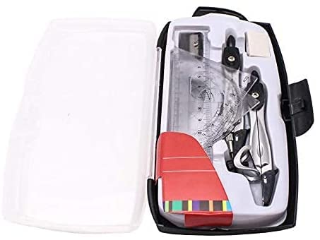 AKAZI Mathematik-Geometrie-Kit-Set Kunststoff-Metall-Geometrie-Winkelmesser Zeichenschule Radiergummi-Kompass-Set Mathematik-Radiergummi-Lineal für Schüler (10-teiliges Set) Geometrie-Kit