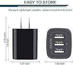 Wall Charger Plug, USB Charger Cube, AILKIN 3.1A 3-Muti Port USB Adapter Power Plug Charging Station Box Black Base for iPhone 15 14 13 12 11 Pro Max/SE/XR/XS/X, Samsung Galaxy Phones USB Charge Block
