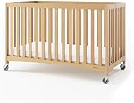 Lit de voyage en bois pliable Foundations, taille complète, pliage rapide, roulettes commerciales portables, lit d'hôtel, naturel