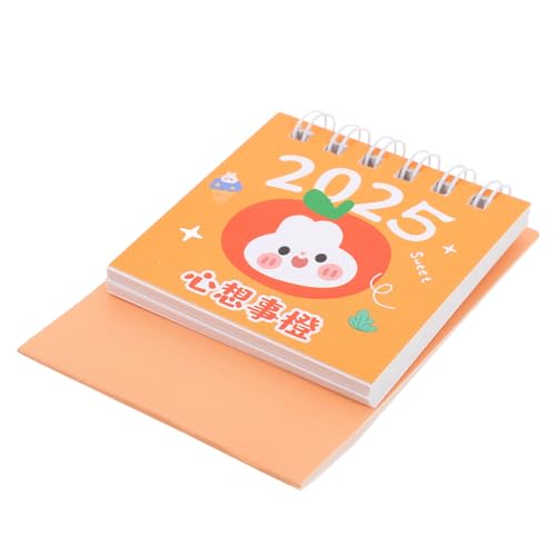 NOLITOY Mini Desk Calendar Orange Standing Flip Twin Wire Bi