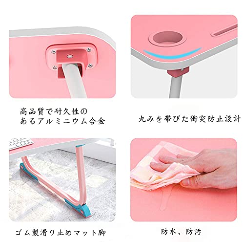 L STYLE 折りたたみテーブル ベッドテーブル ローテーブル 凹溝付き タブレット・スマホスタンド ラップトップテーブル ピクニック軽量折り畳みテーブル 大容量表面 多機能 軽量 (ブラック 60X40X28cm) (ブラック) [5]