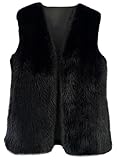 Youhan Women's Faux Fur Vest (US, Alpha, X-Large, Regular, Regular, Black)