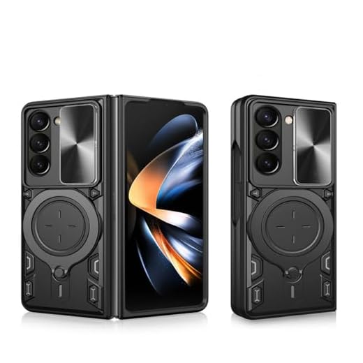 Para samsung galaxy z fold 5 caso anel de carro magnético à prova de choque armadura suporte casos de telefone, preto, para galaxy z fold 5