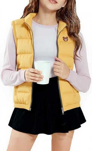 SELINK Girls Winter Puffer Vest Zipper Kids Lightweight Sleeveless Outwear Puffy Vests Big Girls Sleeveless Jacket