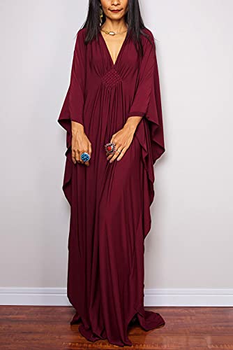 ثوب طويل صيفي من يو كيه دي، بتصميم بوهيمي للشاطئ، رداء علوي مقاس واحد, ايه ريد, قياس واحد، للنساء