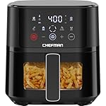 Chefman Air Fryer – 4 QT Compact Airfryer for Quick & Easy Meals, Features Hi-Fry Technology for Extra Crisp, Easy-View Window, Touch Controls with 4 Presets, Nonstick & Dishwasher Safe Basket - Black