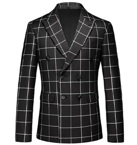 Blazer à carreaux pour hommes Kromoc veste croisée revers en pointe