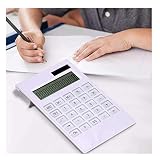 Calculatrice Solaire Ultra-Mince, Calculatrice Solaire Blanche à Piles AAA Portable, Moniteur LCD à Grand éCran à 12 Chiffres, Calculatrice Multifonctions, Adaptée à Une Utilisation Par Les éTudiants