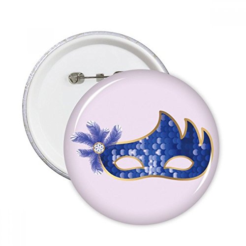 Badge Carnaval de Venise rond pour customiser vêtements lot de 5 broches bleues