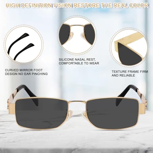 Image of Proberos Luxury Metal Small Frame Punk Sunglasses Women and Men Summer Traveling Eyeglasses（Black）