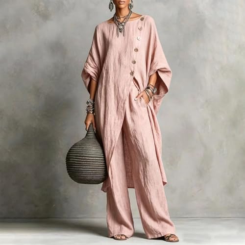 Ensemble lin doux contre la chaleur avec pantalon large léger - 2