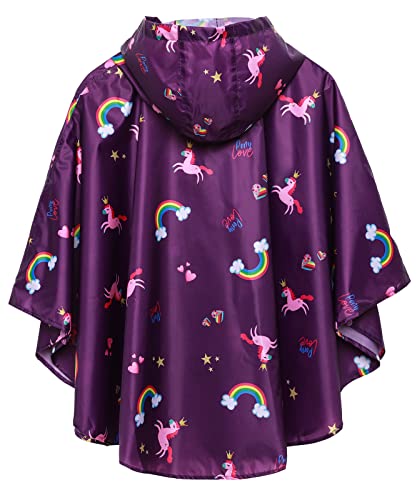 Saphirose Lightweight Kids Rain Poncho Jacket Waterproof Outwear Rain Coat Rainbow-Pony Medium #TOP1