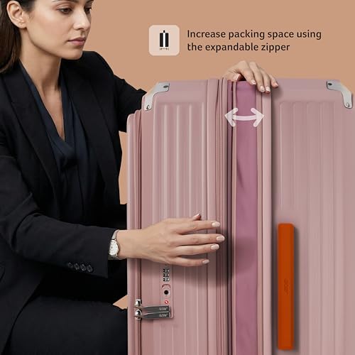 Image of Acer Brisbane Suitcase, 28 inch Check-in, with 360 Degree Spin 8 Wheels, Double TSA Lock, Dual Opening (Top and Mid), Expandable, Recycled Polyseter Material, Jacaranda Pink