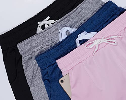 Real Essentials 4 Pack: Girls Active Athletic Performance Dry Fit Short Running Sports Shorts Soccer Tennis Summer Basketball Lounge Casual Sleep Bottoms Gym Workout Kids Dolphin - St 1,Lg (14) #TOP3