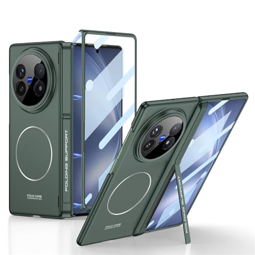 �y�q���W�ی�z VIVO X Fold 5 �p �P�[�X MagSafe�Ή� �t���ی�t�B���� ��̌^ 360�x�S�ʕی� ���C�q���W ���C�����X�[�d�Ή� �ϏՌ� PC�f�� �C�菝�h�~ �w��h�~ �����݌v �܂��ݑΉ� �V���o�[�AGreen