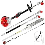 Elagueuse thermique sur perche - Moteur 2 temps 52 cm3-2 rallonges extensions - Longueur t...
