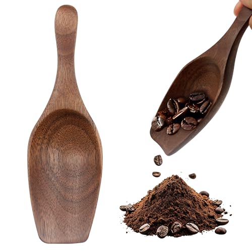 Large Wooden Coffee Scoop Shovel for Ground Coffee Tea Sugar Wooden Measuring Spoons Multipurpose Big Scoops for Canisters Jars Kitchen Storage Accessories Black Walnut (Brown)