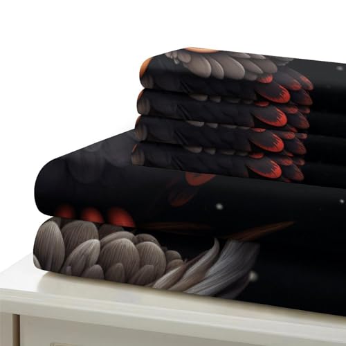 Housse de couette hibou 3D King 220x240cm avec 2 taies d'oreiller