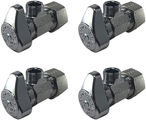 (4-Pack) BrassCraft G2CR19L1X 1/2-in Nominal Comp x 3/8-in OD Outlet Chrome Plated Brass 1/4-Turn Angle Stop Valve Less Outlet Sleeve/Nut (4-Pack)