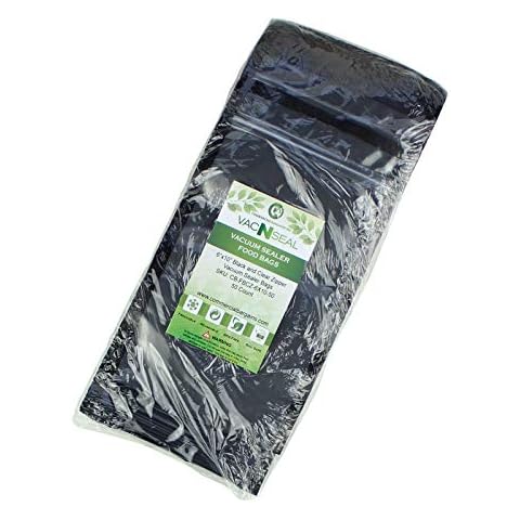 100pc Black and Clear Food Sealer Freezer Bags for Storing Fish, Vegetables, Meat, Grains, Fruit, Nuts, and Cereal, Great Choice for Sous Vide Cooking (6" x 10") Cover