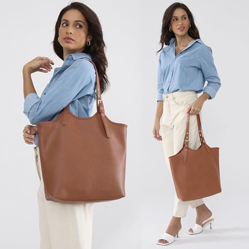 Image of HOXIS Tote Bag for Women with Adjustable Handles Soft Vegan Leather Shoulder Handbag for Work, Travel & Everyday Use