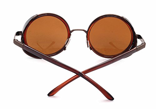 Steampunk Round Glasses, Mens Womens 50S Brown Frame & Circle Lenses Cyber Goggles Vintage Retro Design Blinder Fashion Accessories For Outside Travelling Bicycle Riding #TOP2