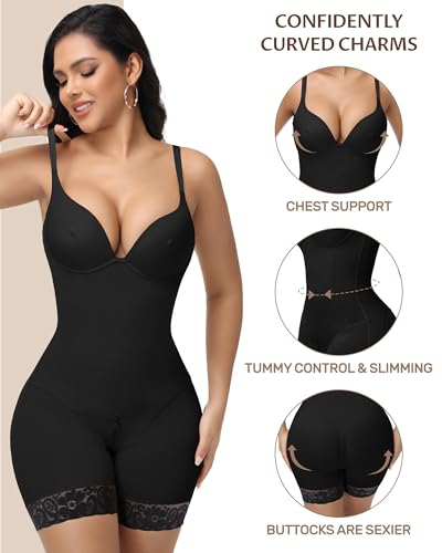 Image of SHAPESHE Womens Shapewear Bodysuit Built In Bra Body Shaper Tummy Control Low Back