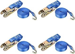 Youyijia 4x 800 kg 5M Ratchet Straps 25 mm Ratchet Tie Down Straps Load Securing Straps with J-Hooks and Adjustable Buckle Heavy Duty Tensioning Belts for Trailer Motorcycle SUP Kayak Luggage Cargo