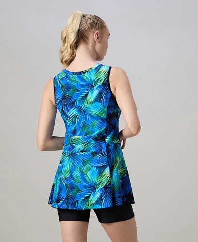 Image of Speedo Women's Endurabrite Closedback Swimdress with Boyleg | Swimming Costume | Swimming Suit for Women | Chlorine Resistance | UPF 40+ Sun Protection | Removable Bra Pads