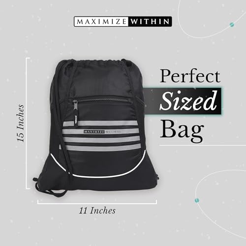 Maximize Within Mochila de ginástica, tamanho único, unissex, resistente à água com bolsos laterais