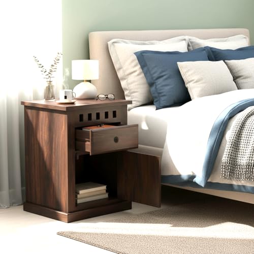 Image of Amazon Brand - Solimo Solid Sheesham Wood Kuber Queen Size Bed with Box Storage + 2 Bedside | Wooden Queen Size Cot Bed | Double Bed with 2 Bedside Furniture for Bedroom (Walnut Finish)