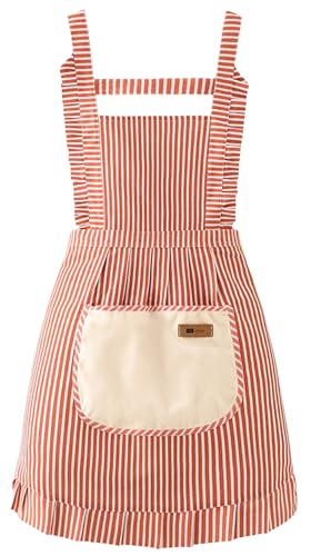 FAIRYGATE Pinafore Apron Dress Retro Adjustable Ruffle Apron Kitchen Cooking Baking Cleaning Maid Costume A1526