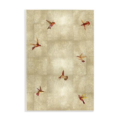 Red Hummingbirds Flying Pattern, 13 x 19 Inch Mounted Print on Wall Plaque