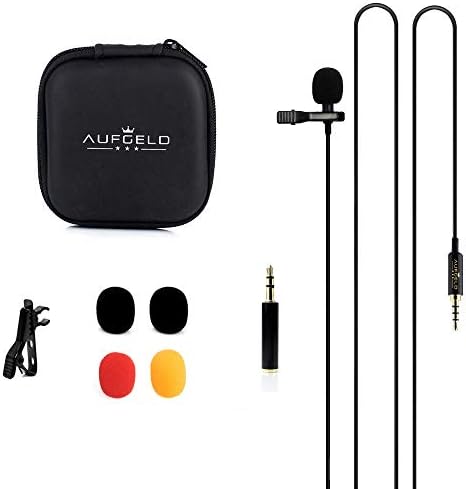 Professional Small Mini Lavalier Lapel Omnidirectional Condenser Microphone Compatible with iPhone Android Windows Cellphones Clip On Interview Video Voice Podcast Noise Cancelling Mic Blogger Vlogger