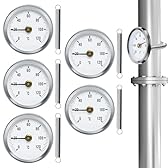 5 Pezzi Termometro da Contatto per Tubi di Riscaldamento, Termometro per Tubi, Indicatore di Temperatura con Molla a Clip, con Molla Attaccabile 63mm, Termometro a Lancetta per Tubi Acqua Calda 0-120℃