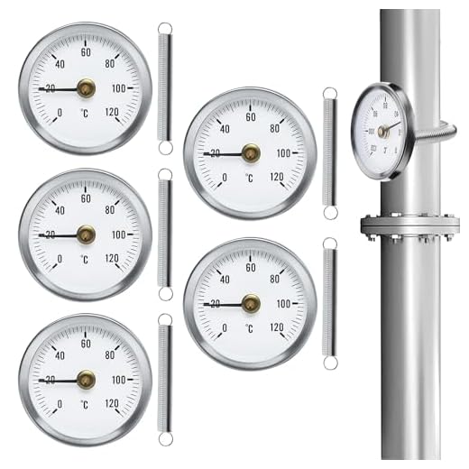 5 unidades de tubo de calefacción, termómetro de tubo, indicador de temperatura con muelle de clip, con muelle de 63 mm, termómetro con puntero para tubos de 0 – 120 ℃