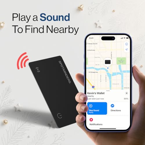 SPOTMINDERS Apple MFi Certified Wallet Tracker Works With Apple Find My Tracking Card for Wallet Card Rechargeable IP68 Waterproof 0.07in Slim iPhone Item Finder for Luggage Tags Purse Gifts for Women