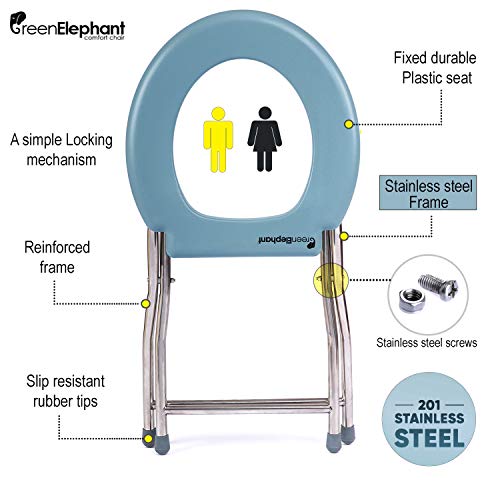 Green Elephant Portable Toilet for Camping | Yoni Steam Seat | Portable Potty for Adults | Stainless Steel Emergency Toilet | Easily Folds Extremely Flat Travel Toilet for Convenient Storage